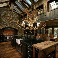 Lampadario corna rustica larga