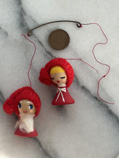 Decorazione albero di Natale vintage Anne Beate Norvegia gnomi popolari ragazza ragazzo COSÌ COM'È