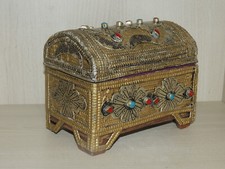 Antica portagioie arabo oman ottone legno