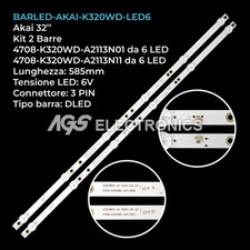 KIT 2 BARRE STRIP LED TV AKAI 4708-K320WD-A2113N01 K320WDX-A2 AKTV3225