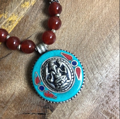 Beaded ganesh pendant necklace - pendant,