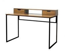 KIT SCRIVANIA SCRITTOIO 120x60x95 CM LEGNO QUERCIA METALLO STILE INDUSTRIAL