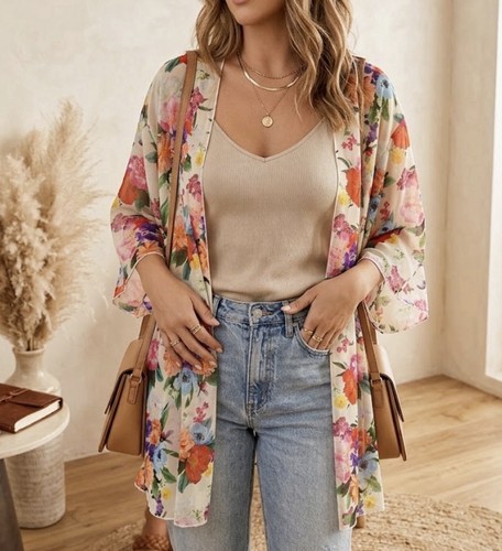 Cardigan kimono trasparente