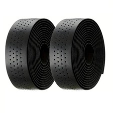 NASTRO MANUBRIO FORATO BICICLETTA CORSA SIMIL PELLE BICI VINTAGE RETRO - NERO