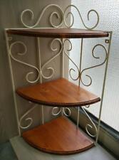 mensola rustica in ferro battuto e legno libreria parete angoliera bianco perla 