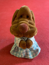 CANE FEMMINA PUPAZZO DI PELUCHE RIGIDO Altezza 8 cm DOG PUPPET Vintage Anni '80