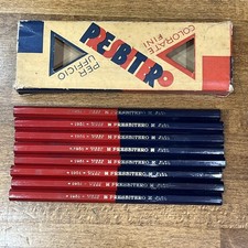 8 MATITE ROSSO/BLU PRESBITERO COLORATE FINI PER UFFICIO N.1951 VINTAGE