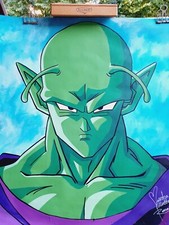 Piccolo - Dragon Ball, dipinto, 43 x 48 cm, acrilico su carta da parati reciclat