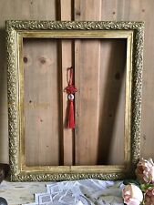 1900 Antica Cornice Legno Massello Pastiglia Gesso Quadro Stampa Foto 60x50 cm.