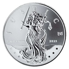 Niue 1 $ 2025 Lady Justice 1 oz argento 999 FDC in capsula
