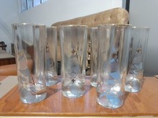 Bicchieri Liquore Vetro Decorato Vintage Rigo Oro Anni '70