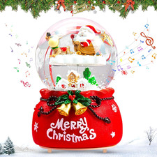 Palla Di Neve Natalizia Con Babbo Natale E Renne, Palla Di Neve Con Carillon E L