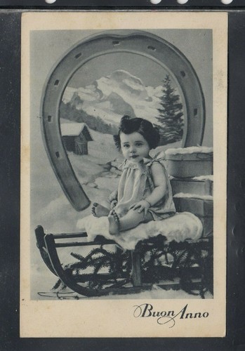 Cartolina buon anno - anno, bambina