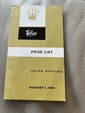 ROLEX Vintage 1961 Price List