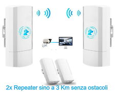 2 ANTENNE WIFI 2Km RANGE EXTENTER PONTE INTERNET TELECAMERE 900Mbps RIPETITORE