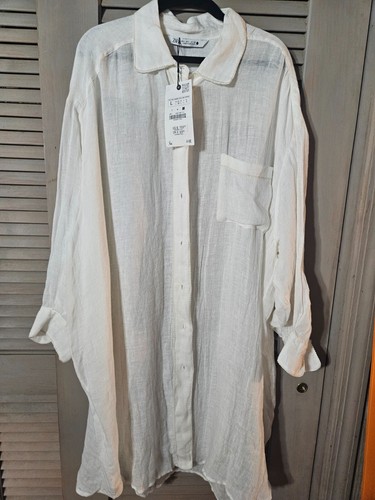Camicia lunga lino zara - lunga,