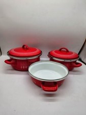 Set 3 pentole e 2 coperchi Westen Bassano smaltate made in italy vintage