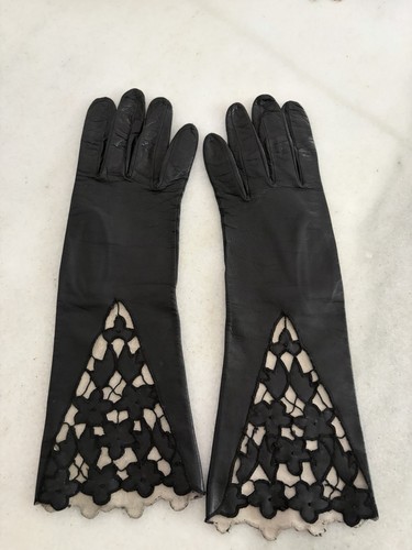 Guanti vintage lunghi neri - vintage,