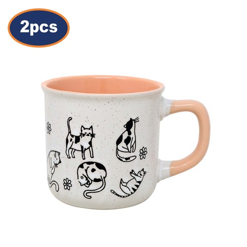 Stoneware coffee mug - mug, cat