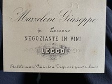 LECCO BIGLIETTO DA VISITA MAZZOLENI GIUSEPPE NEGOZIANTE di Vino  LECCO 1900Raro