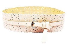 Cintura da ragazza fascia floreale traforata beige ecopelle cinta K.20038