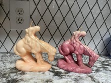 Coppia di candele vintage cavallo cowboy nativi americani sud-ovest decorazione 6"