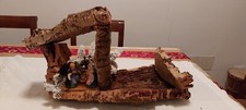 Grande capanna presepe in sughero cm 51 centrotavola con Natività