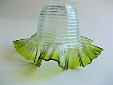 VETRO RICAMBIO LAMPADA STILE LIBERTY IN VETRO TRASPARENTE E BORDO LAVORATO VERDE