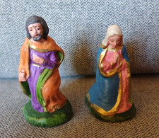 Statuine Presepe Giuseppe e Maria in gesso vintage 7 / 7,5 cm
