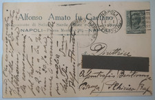 NAPOLI 1921 ALFONSO AMATO - SALUMI E SARDE - CARTOLINA - TESTATINA AUTOGRAFA 