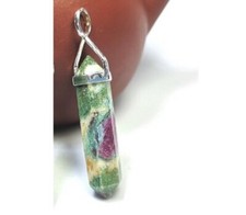 CIONDOLO ESAGONALE CON CATENA PUNTA PIETRE DURE MINERALI Rubizoisite 