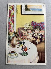 m) Cartolina donnina bambini topolino stile Bertiglia piegata Disney 