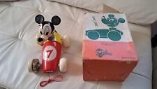 GIOCATTOLO VINTAGE TOPOLINO MICKEY N 414 LEGNO SUONARELLO CORDA ETC BOX