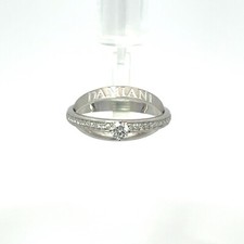 Anello Damiani in oro bianco 18 kt con diamante centrale e diamanti sul gambo
