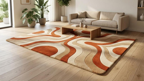 Tappeto arancione beige - e,