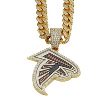 COLLANA GEMMA ATLANTA FALCONS oro NFL Team Bling ciondolo hip hop e catena 20"