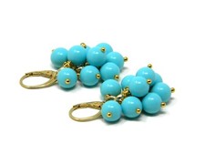 Orecchini pendenti donna turchese a grappolo placcati oro - DodiGioielli.it