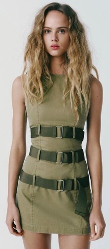 Abito zara verde con cintura - zara,