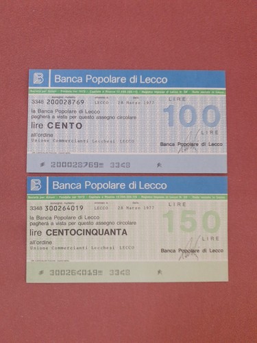 Lotto due miniassegni - di,