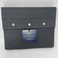 Ralph Lauren KING lenzuolo piatto in percalle di cotone biologico grigio a soppalco