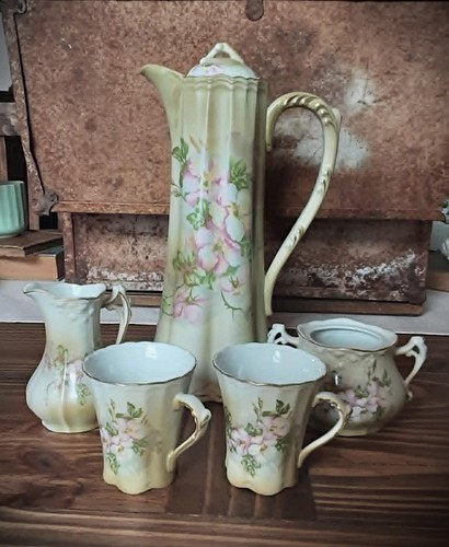 Vintage chocolate pot - set, hand