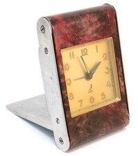 Jaz Sveglia Orologio da viaggio Art Déco metallo made in France. Funziona.