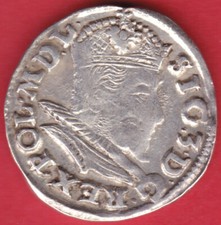 R* POLONIA LITUANIA 3 GROSCHEN 1596 IF LUBLINO SIGISMONDO III XF DETTAGLI #4150