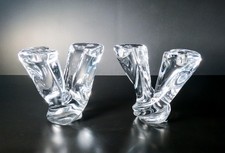 ⚜️ COPPIA CANDELABRI CRISTALLO VAL SAINT LAMBERT BELGIO EPOCA 1960S CANDELIERI