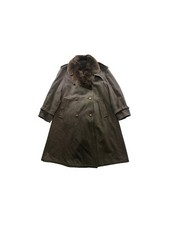 SPORTMAX Womens Brown Double Breasted Coat L Furred Neck