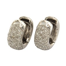 Orecchini in ORO Bianco 18 kt 750 DIAMANTI a Cerchio Cerchietto ad Anello Donna