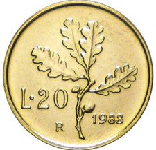 20 LIRE 1988 RAMO DI QUERCIA