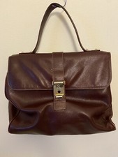 Prada Borsa Cartella In Pelle Saffiano Marrone