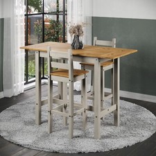 Set Tavolo e Sedia Bar Corona Grigio Rettangolare Alta Colazione Bar Drop Leaf