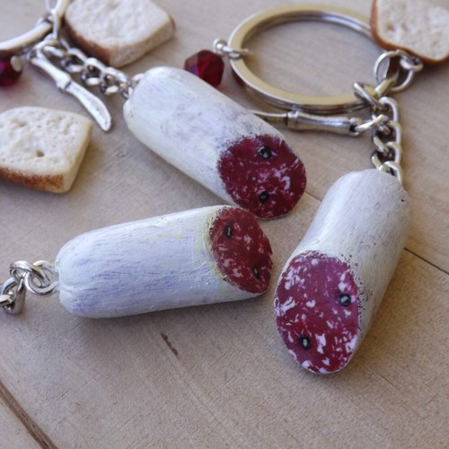 Portachiavi salame fetta di - fetta,